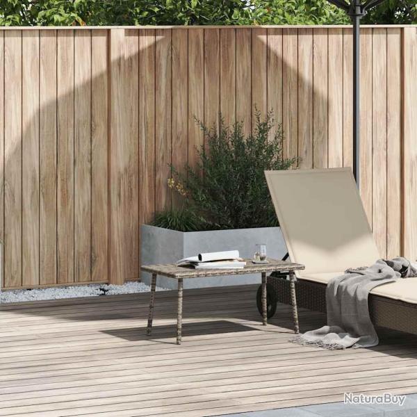 Table basse de jardin rectangulaire gris 80x40x37 cm rotin