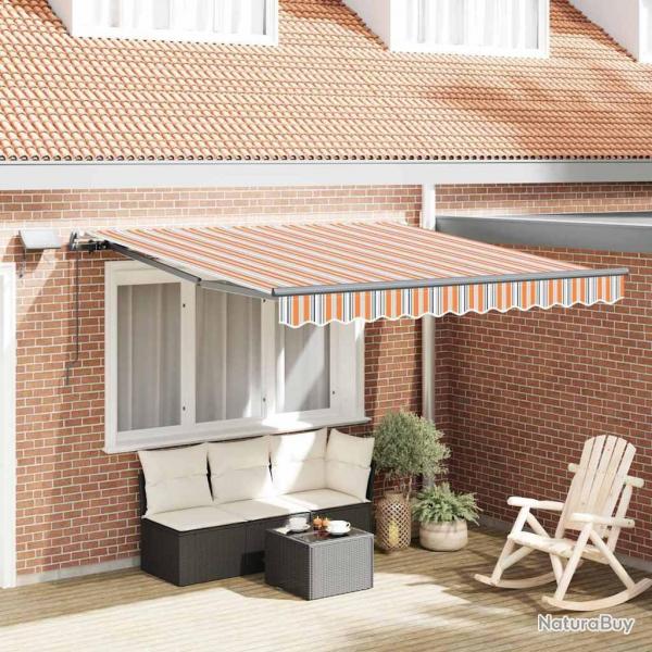 Auvent Rtractable Manuel avec Rayure Multicolore LED 350x250 cm