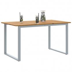 Table de jardin Gris 140x80x75 cm Acier et Bois d'acacia solide