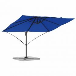 Parasol cantilever Roma bleu azur 352x251x260 cm en aluminium de