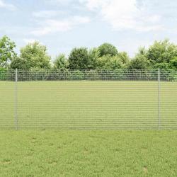 Clôture en fil soudé avec 44 poteaux en U Argent 1x50 m Acier