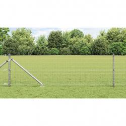 Clôture Euro avec 13 poteaux pointus, 0,8 x 25 m, en acier galvanisé