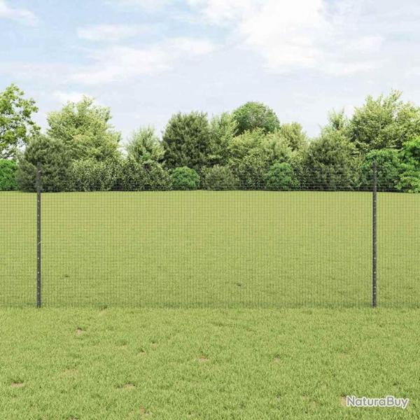 Clture en fil soud avec 44 poteaux U Gris 1x50 m en acier
