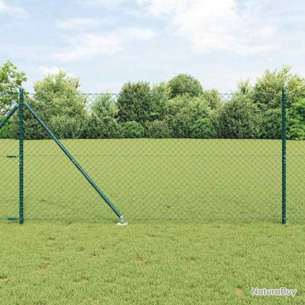Clture en maillons de chane avec poteaux Vert 1.2 x 10 m