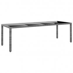 Table de jardin 250x100x75 cm Verre trempé et Résine tressée