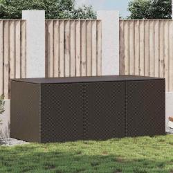 Boîte de rangement de jardin résine tressée 180x90x70 cm marron