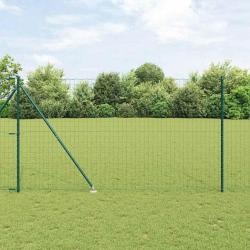 Clôture Euro avec 7 poteaux pointus, 1,6 x 10 m, en acier galvanisé vert