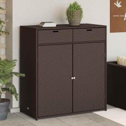 Armoire de rangement jardin marron 105x55x113 cm résine tressée