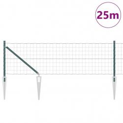 Clôture Euro avec 13 poteaux pointus 0,4 x 25 m en acier galvanisé vert