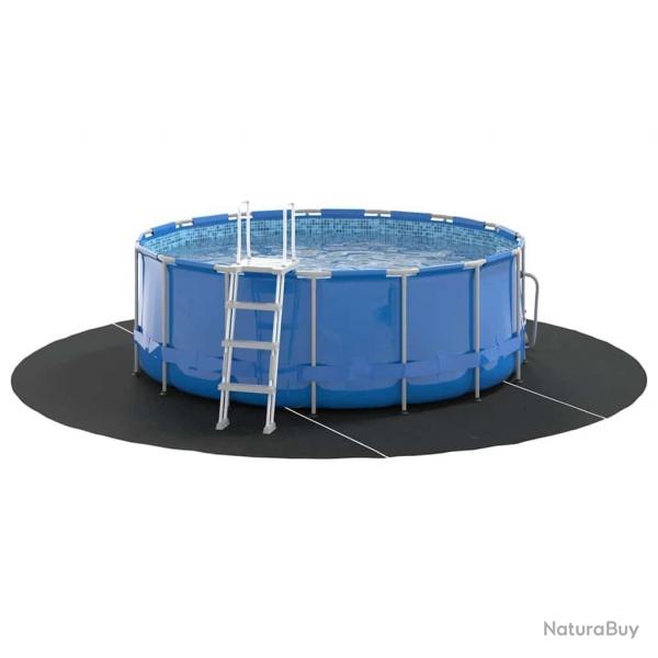 Tapis de sol de piscine noir  306 cm, en tissu non tiss et rond.