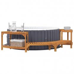 Entourage de bain à remous semi-ronde 272x120.5x55.5 cm en bois massif d'acacia