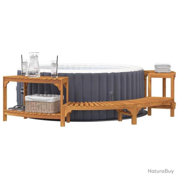 Entourage de bain  remous semi-ronde 272x120.5x55.5 cm en bois massif d'acacia