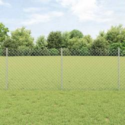 Clôture en Treillis avec 22 Piquets Argent 0,8x25 m Acier