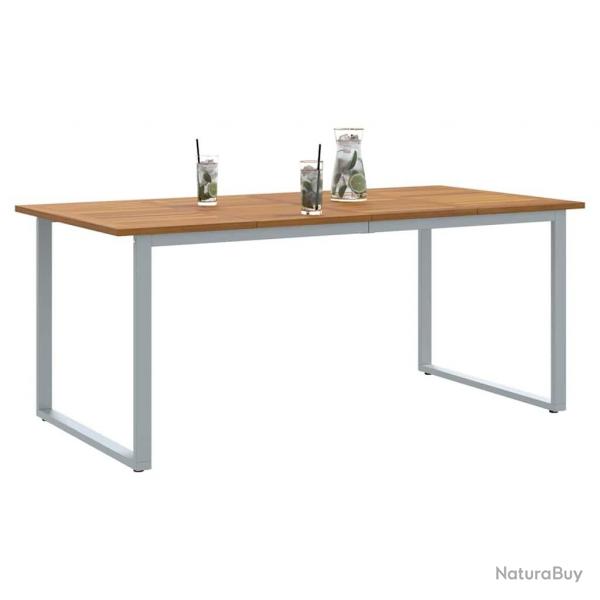 Table de repas extrieure Grise 180x90x75 cm en acier et bois d'acacia