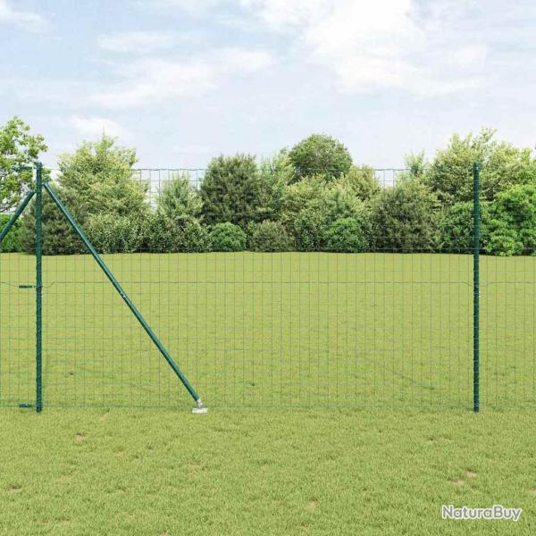 Clture Euro avec 7 poteaux pointus de 1,5x10 m en acier galvanis vert