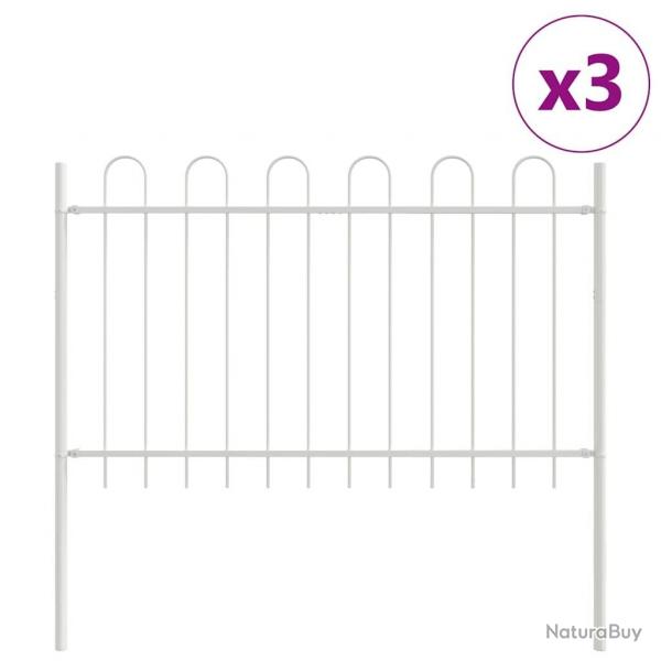 Clture de jardin avec sommet en arche, blanche, 5,1 x 0,8 m, en acier