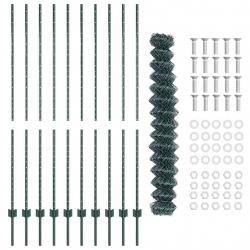 Clôture en treillis métallique avec 10 U Posts Vert 1,6x10 m Acier