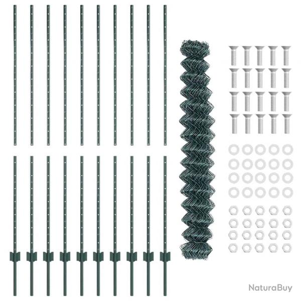 Clture en treillis mtallique avec 10 U Posts Vert 1,6x10 m Acier