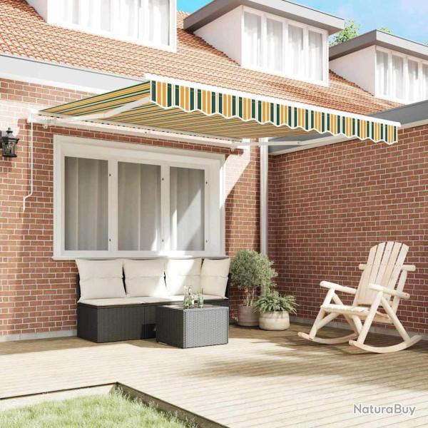 Auvent Manuel Rtractable Jaune et Vert 350x250 cm