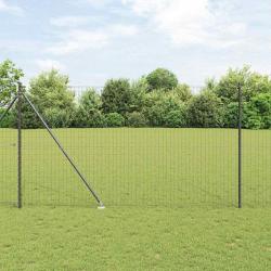 Clôture Euro avec 7 poteaux pointus 1,6 x 10 m en acier galvanisé gris