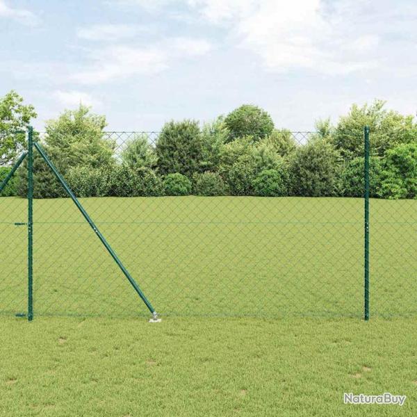 Jeu de Poteaux de Clture Vert 1.6 x 10 m Acier galvanis