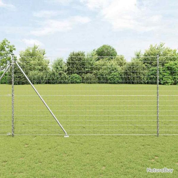 Clture Euro avec 7 poteaux en pointe, 1,5 x 10 m, en acier galvanis