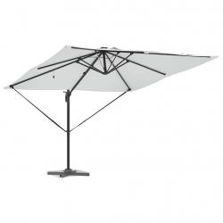 Parasol déporté Roma avec des LEDs solaires - Sable - 286 x 285 x 270 cm - Aluminium