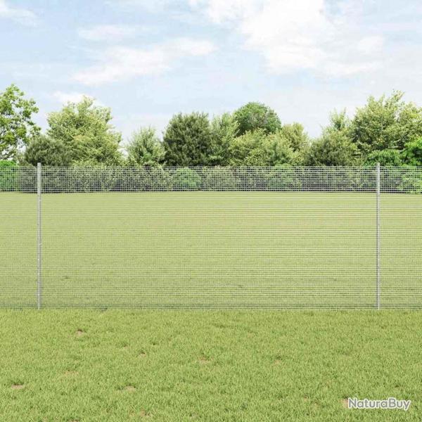 Clture en fil soud avec 44 poteaux U Argent 1x50 m Acier