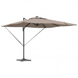 Parasol déporté Roma avec LEDs - Taupe (286 x 285 x 270 cm) - Aluminium