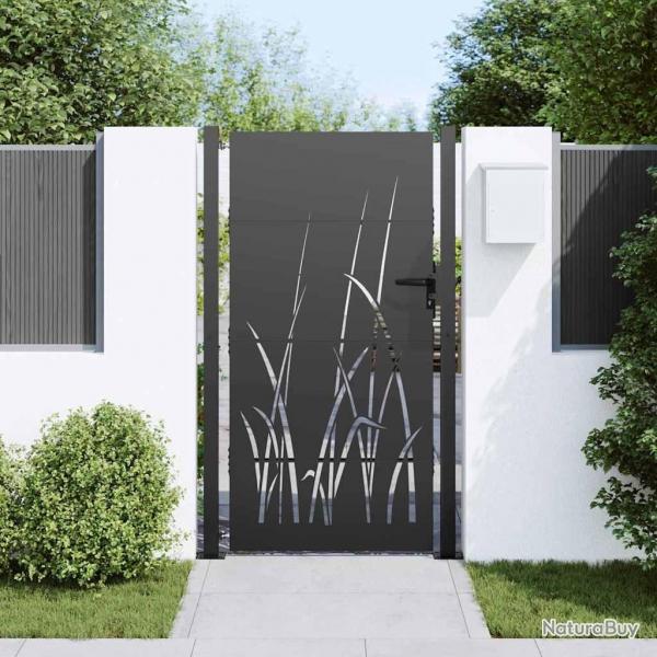 Porte de Jardin Noir 105 x 200 cm Acier peint par poudre