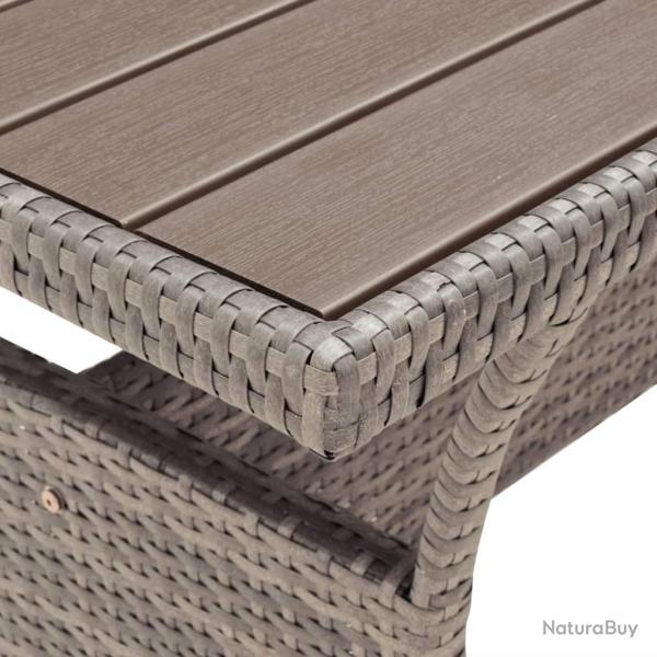 Table de jardin Gris 120x70x66 cm Rsine tresse