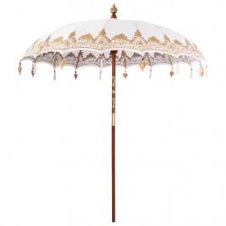 Parasol Autre Crème x 250 cm Coton et bois massif
