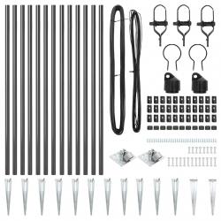 Ensemble de poteaux de clôture 13 pcs Gris Ø32mm 160 cm Métal