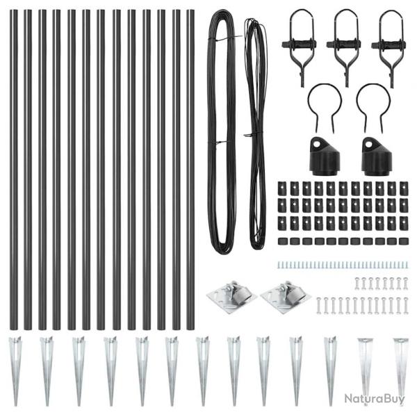 Ensemble de poteaux de clture 13 pcs Gris 32mm 160 cm Mtal