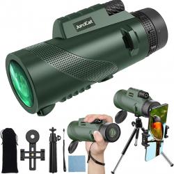 Monoculaire Puissant 12-20x50 Avec Trépied et Support Smartphone Observation Chasse Astronomie