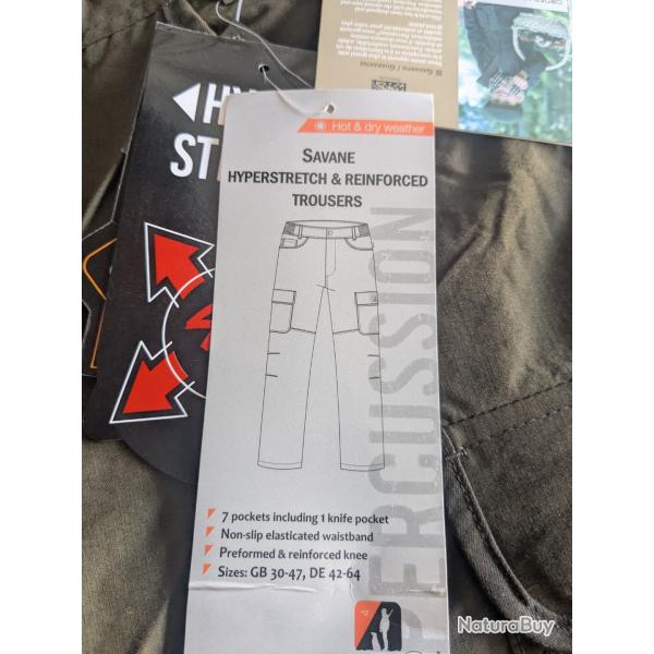 Pantalon de Chasse Percussion hyper stretch renforc.Taille 42.??Taille petit ??