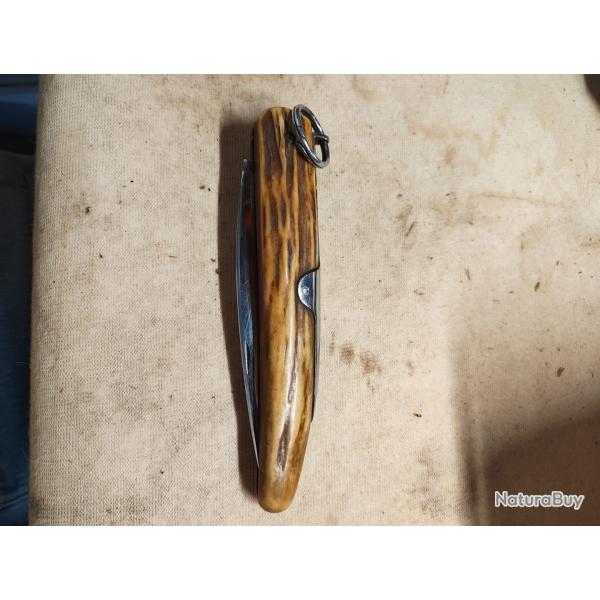 Couteau de chasse pliant a palme bois de cerf Nogent