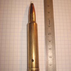 une cartouche de 340 weatherby magnum de marque norma, neutralis&eacute;e pour collection