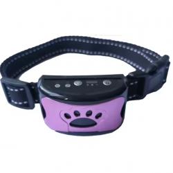 Collier Anti-Aboiement pour Chien Rechargeable USB 7 Niveaux Vibration Son Violet