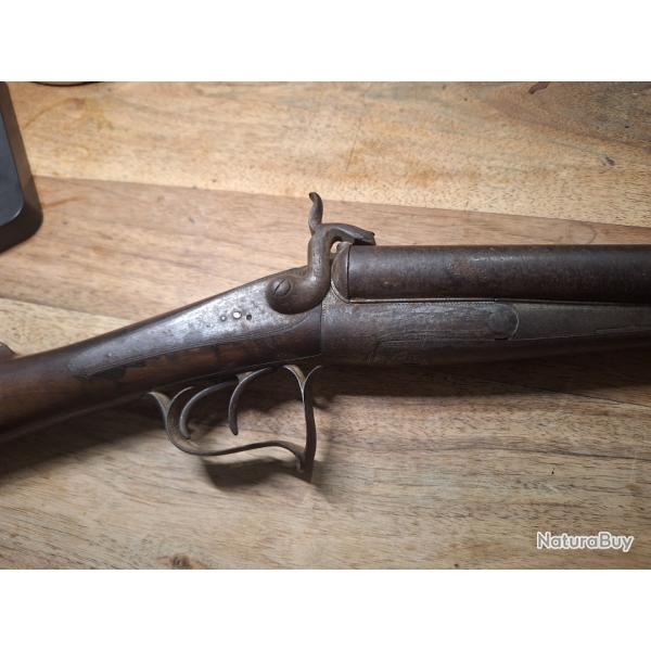 Fusil juxtaposs  broches Cal 16 dans son jus de grenier