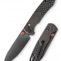 Couteau TRIVISA Dragonfly-Y Lame Acier 14C28N Manche Copper Axis Lock KIBS TVJM03CU14