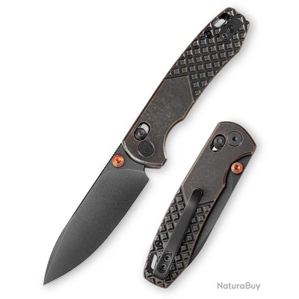 Couteau TRIVISA Dragonfly-Y Lame Acier 14C28N Manche Copper Axis Lock KIBS TVJM03CU14