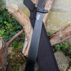 Big Couteau Bowie Machette SOG Lame Tanto Acier 3Cr13 Black Manche ABS Brise Noix De Coco Etui Nylon