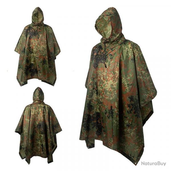 Poncho militaire - camouflage flecktarn/arme allemande - LIVRAISON GRATUITE