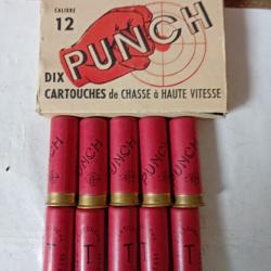 Boîte  de 10 cartouches anciennes cal 12 douilles cartons  PUNCH