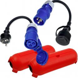 2X Adaptateur CEE Schuko Fiche Coupleur Boîte de Protection Set - 3x2,5mm² 230V