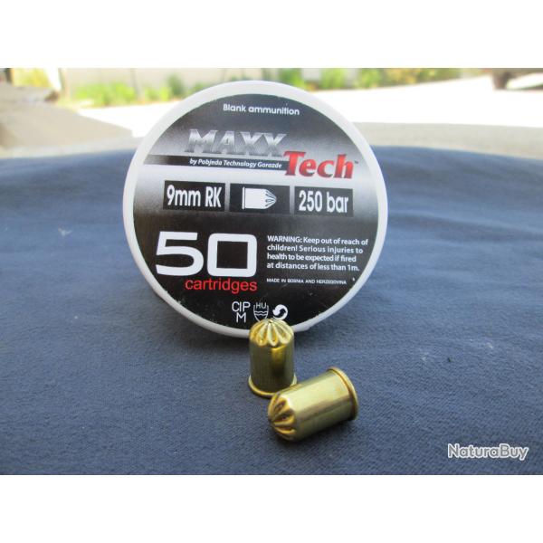 50 cartouches 9mm RK a blanc MaxxTech pour Revolver