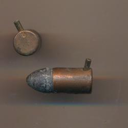 (10852) UNE CARTOUCHE CAL 9mm  LEFAUCHEUX A BROCHE  A BALLE par SFM marquée " 9 "