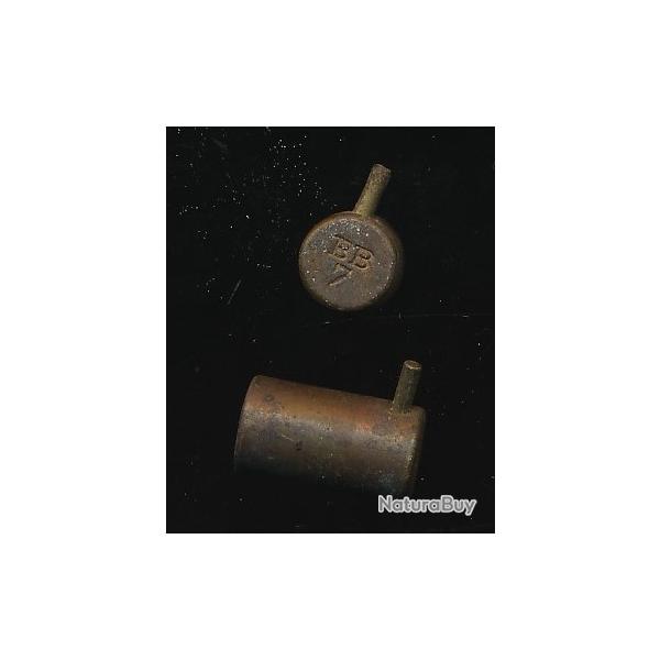 (10854) UNE CARTOUCHE CAL 7mm  LEFAUCHEUX A BROCHE  A BLANC par BRAUN & BLOEM marque "BB7"