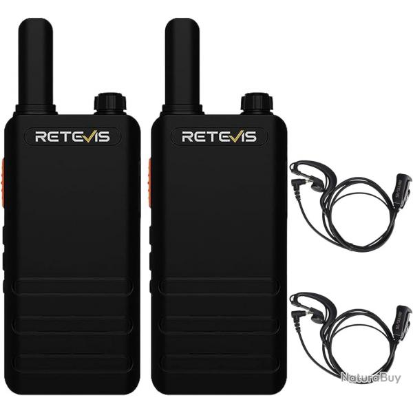 Talkie Walkie 2 Pices pour Adultes Radio PMR446 Batterie 1620 mAh USB 2 Voies VOX Mains Libres